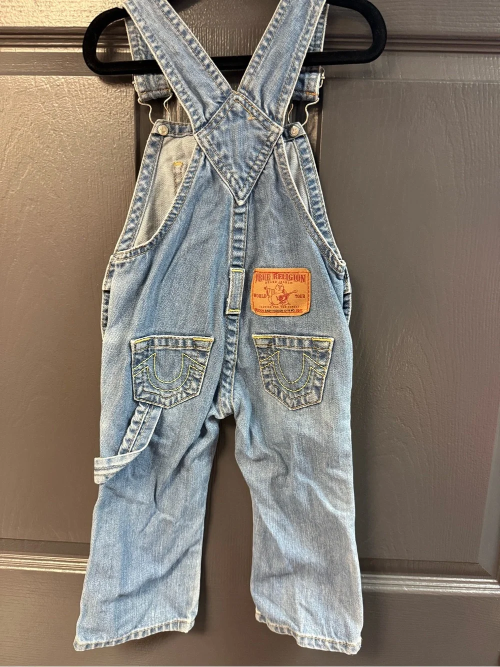 Vintage True Religion 100% Cotton Made of USA Fabric Denim Kids Overalls